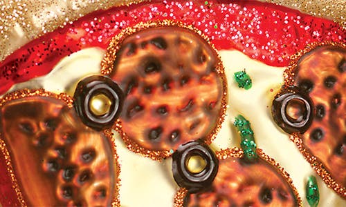 Old World Christmas Pizza Slice Glass Ornament In Tan/brown/red