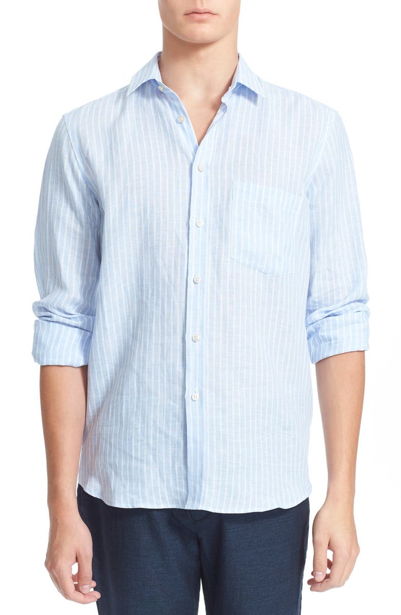 Vilebrequin 'Carrix' Trim Fit Stripe Linen Shirt | Nordstrom
