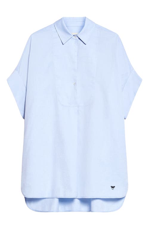 Shop Weekend Max Mara Brema Short Sleeve Cotton Button-up Shirt In Light Blue