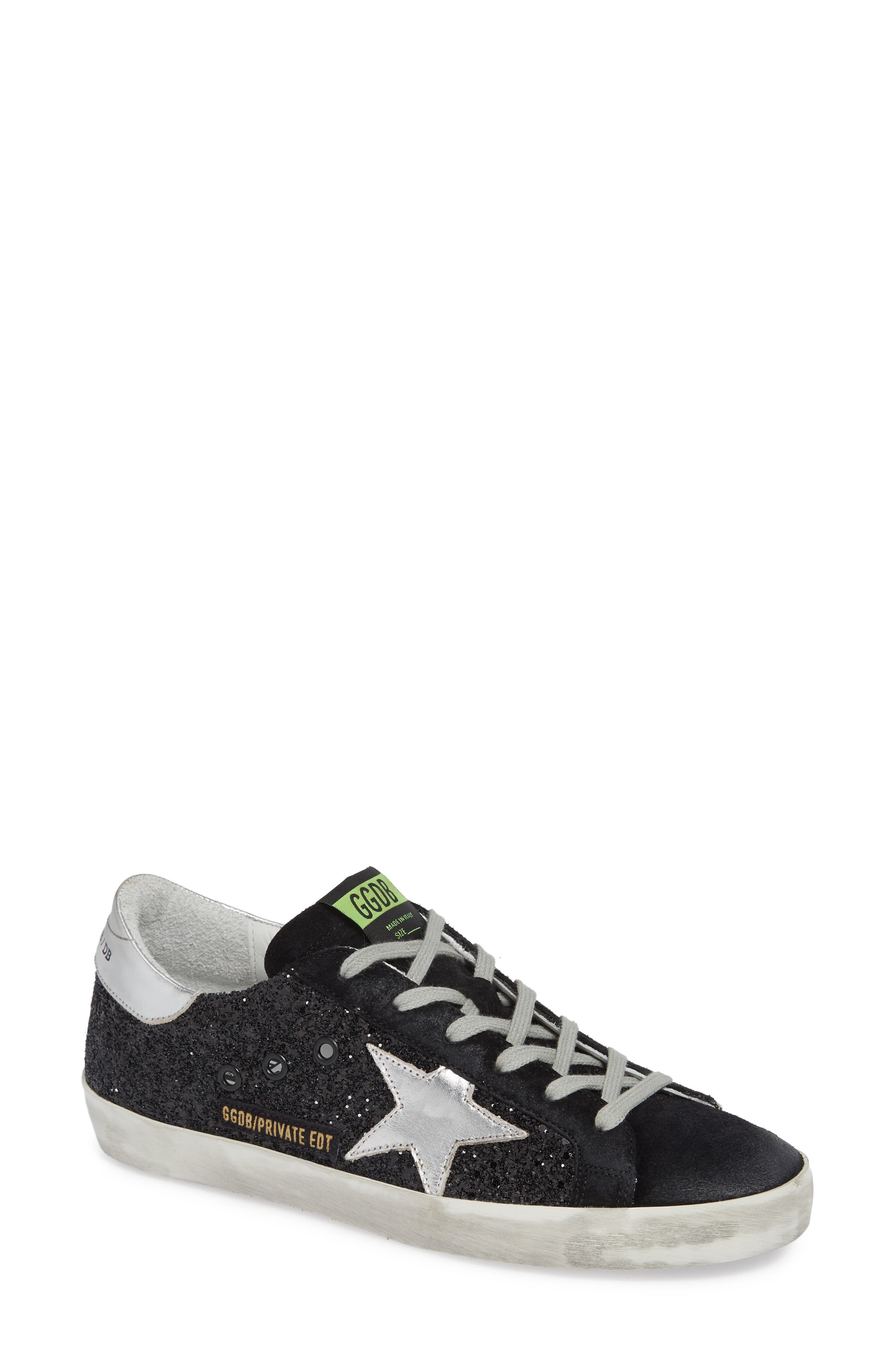 black glitter golden goose sneakers