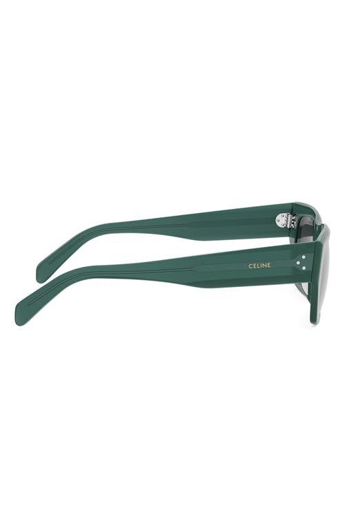 Celine Bold 3 Dots 53mm Geometric Sunglasses In Shiny Dark Green/smoke