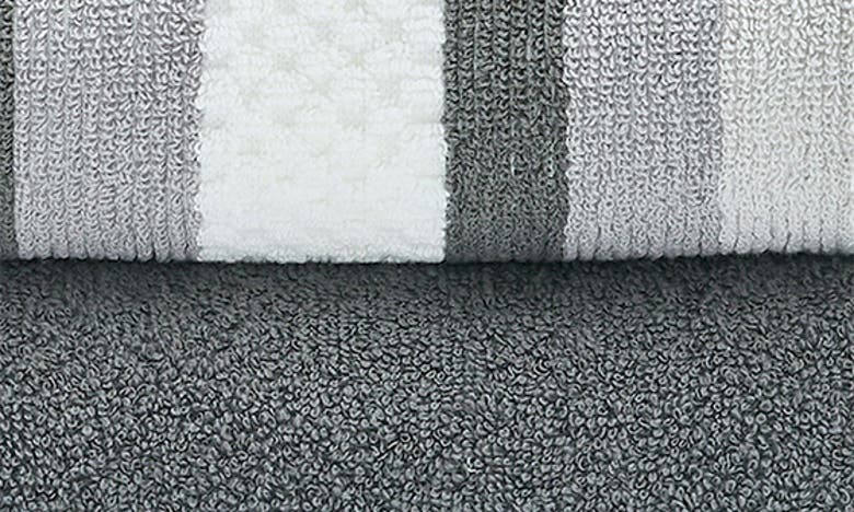 Modern Threads 6-piece Mixed Stripe & Solid Cotton Towel Set In Coal