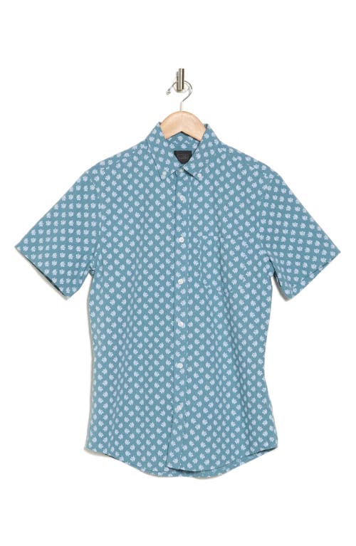 14th & Union Seersucker Short Sleeve Lace Foulard Button-up Shirt In Blue Smoke Lace Foulard