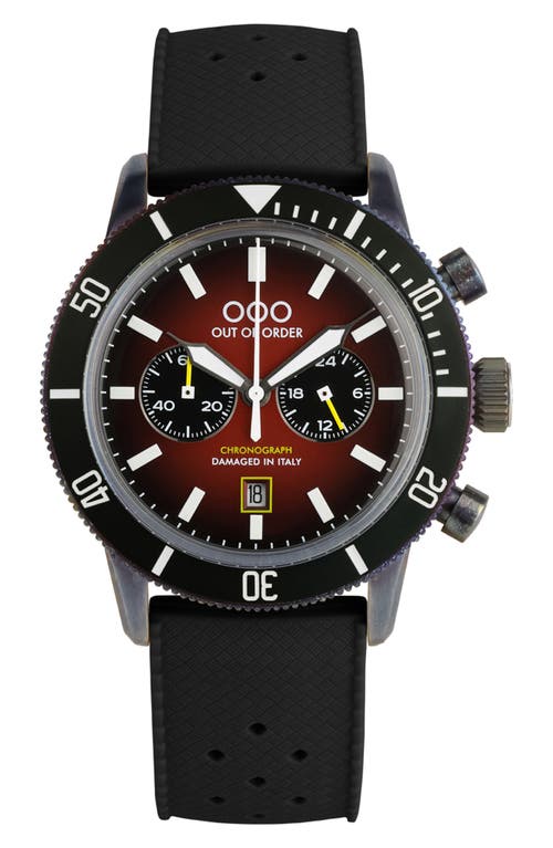 Shop Out Of Order Pilot Cronografo Chronograph Silicone Strap Watch, 43mm In Red