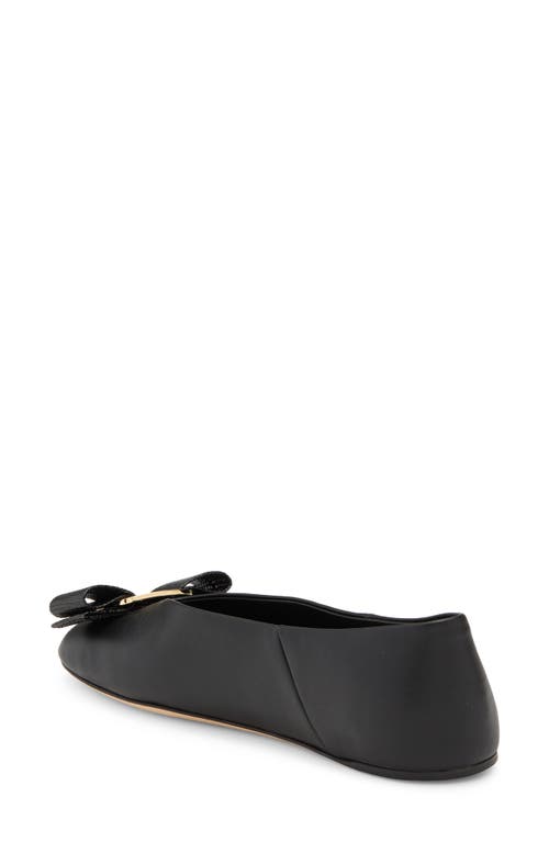 Shop Ferragamo Vanna Bow Ballet Flat In Black