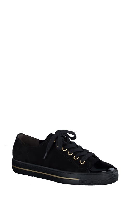 Sophie Sneaker in Black Suede Patent Combo