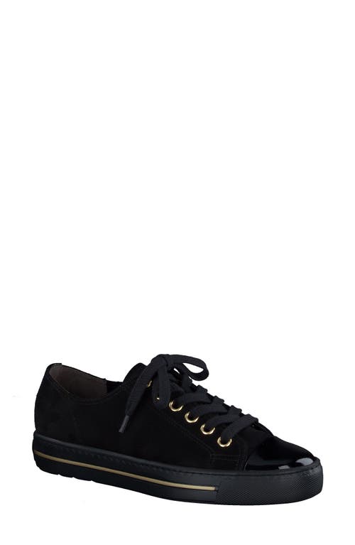 Shop Paul Green Sophie Sneaker In Black Suede Patent Combo