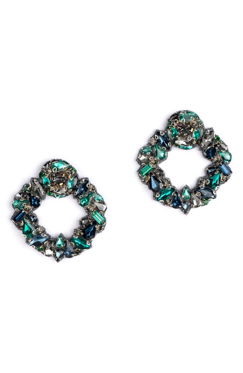 Katya Crystal Frontal Hoop Earrings in Emerald