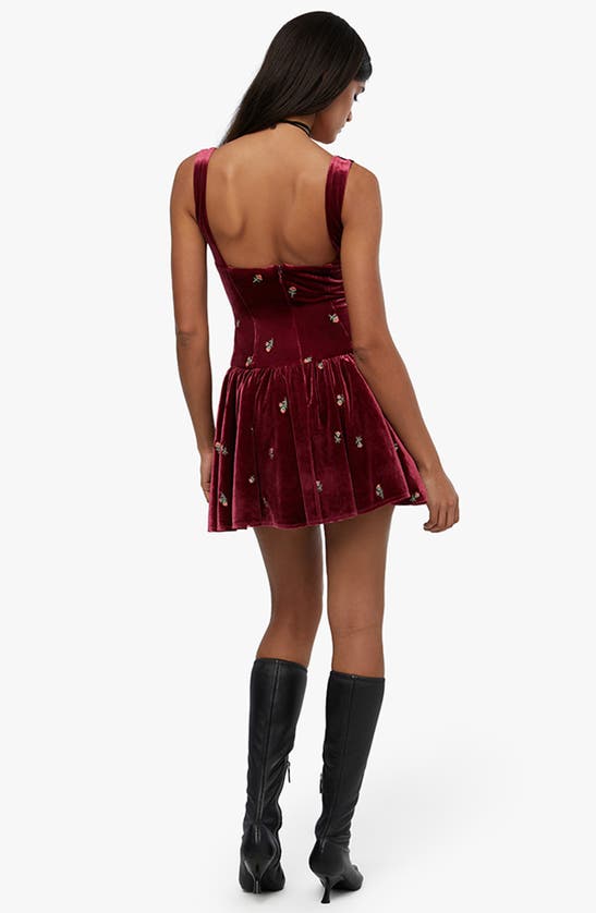 Shop Weworewhat We Wore What Floral Corset Velvet Dress In Burgundy Multi