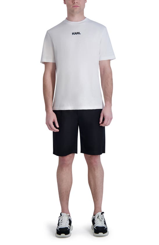 Shop Karl Lagerfeld Paris Linen & Cotton Drawstring Shorts In Black