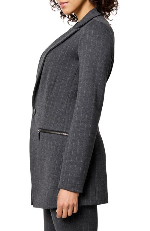 Nic + Zoe Nic+zoe Pinstripe Ponte Zip Jacket In Grey Multi