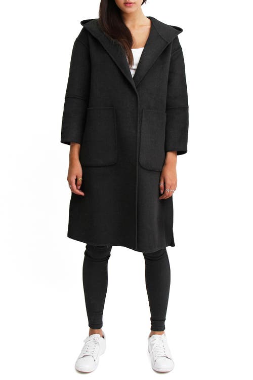 Shop Belle & Bloom Walk This Way Wool Blend Oversized Coat In Pure Black