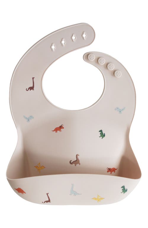 Mushie Dinosaurs Silicone Bib in Sand at Nordstrom