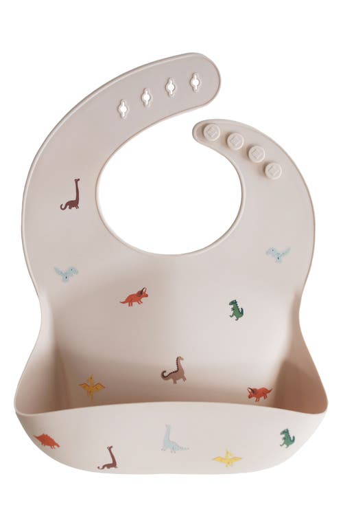 Shop Mushie Dinosaurs Silicone Bib In Sand