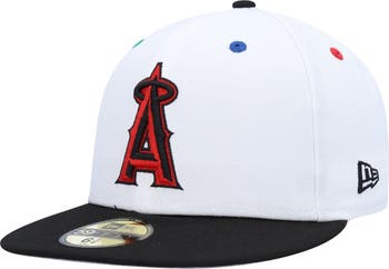 New Era Men's New Era White/Black Los Angeles Angels 2002 World Series  Primary Eye 59FIFTY Fitted Hat