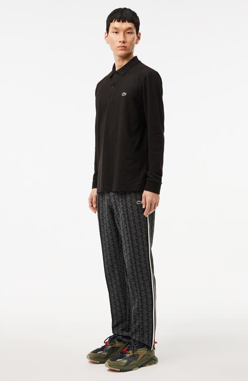 Shop Lacoste Regular Fit Geo Print Track Pants In Black/graphite