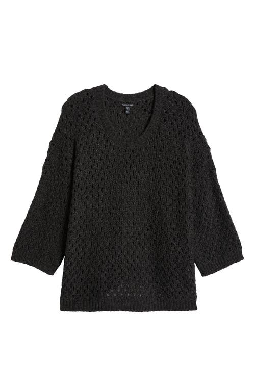 Eileen Fisher Open Knit Sweater In Charcoal