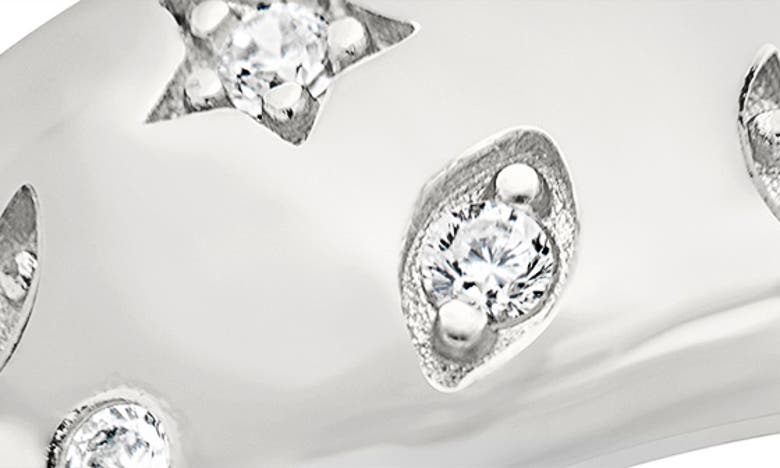 Sterling Forever Star & Crescent Cz Dome Ring In Silver