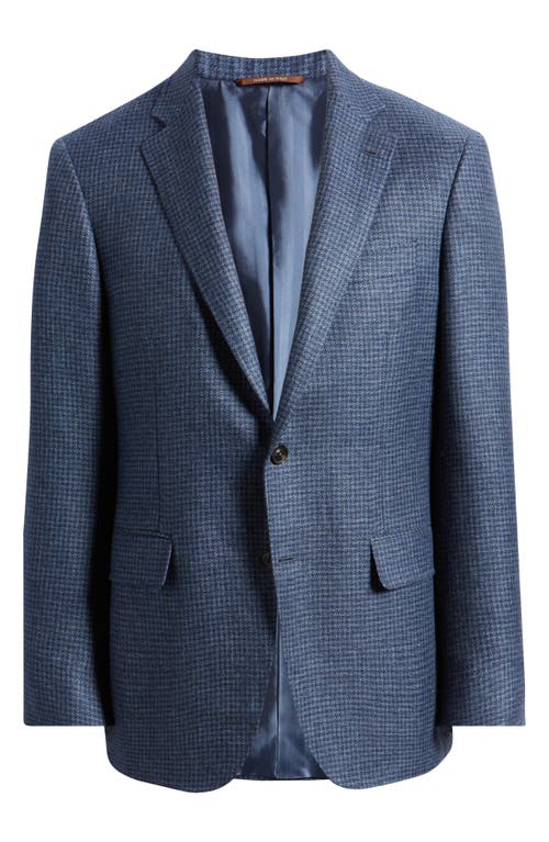 Canali Kei Trim Fit Houndstooth Check Cashmere Sport Coat Blue at Nordstrom, Us