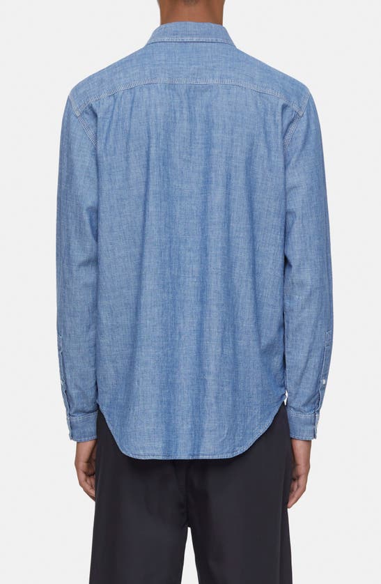 Shop Closed Cotton Button-up Utility Shirt In Mid Blue
