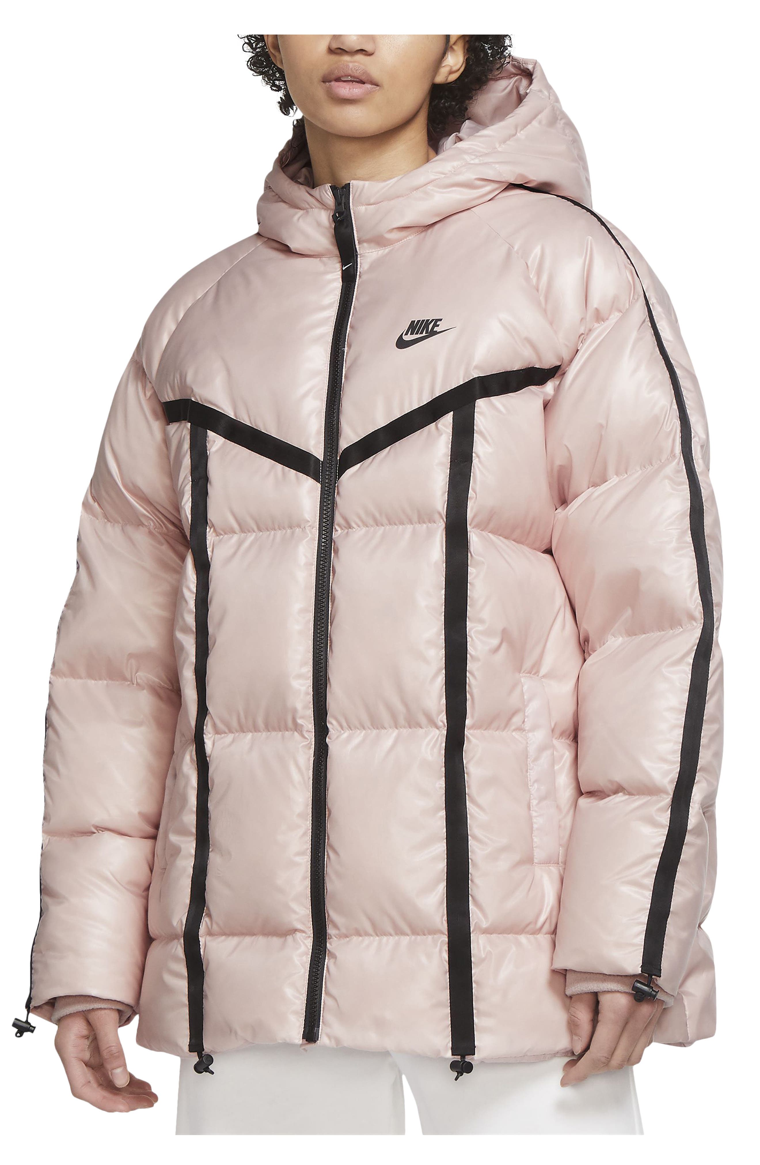 red puffer coat