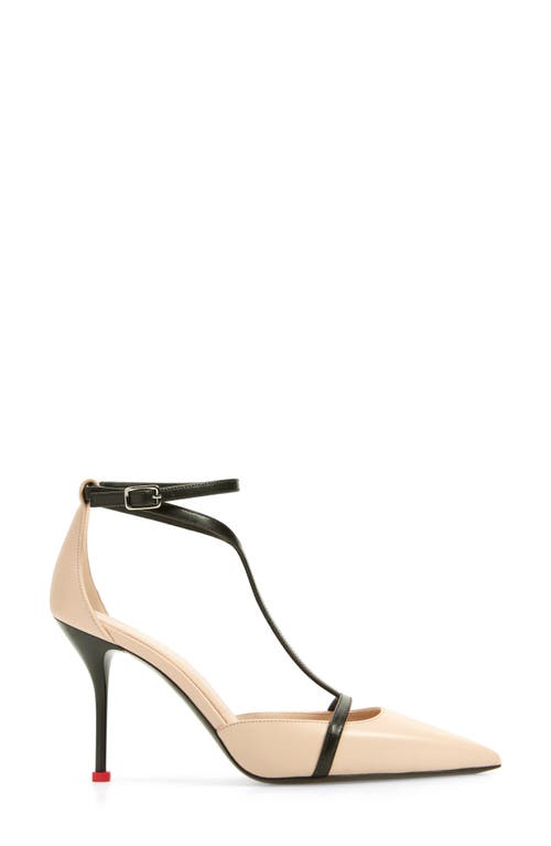 Shop Alexander Mcqueen Harness T-strap Pump In Blush/black/red