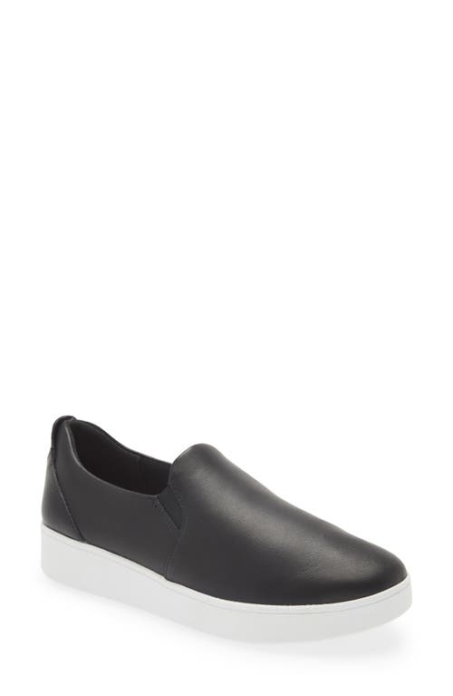 FitFlop Rally Leather Slip-On Skate Sneaker Black at Nordstrom,