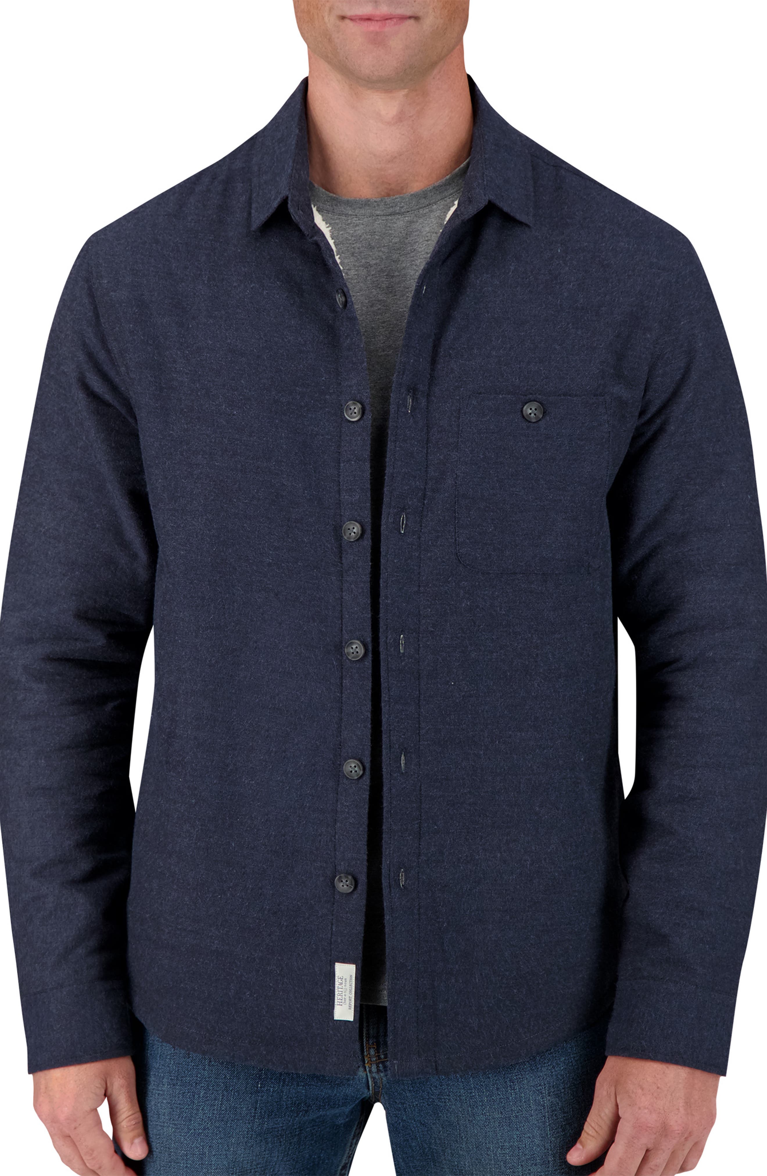 Faux Shearling Lined Flannel Jacket 
