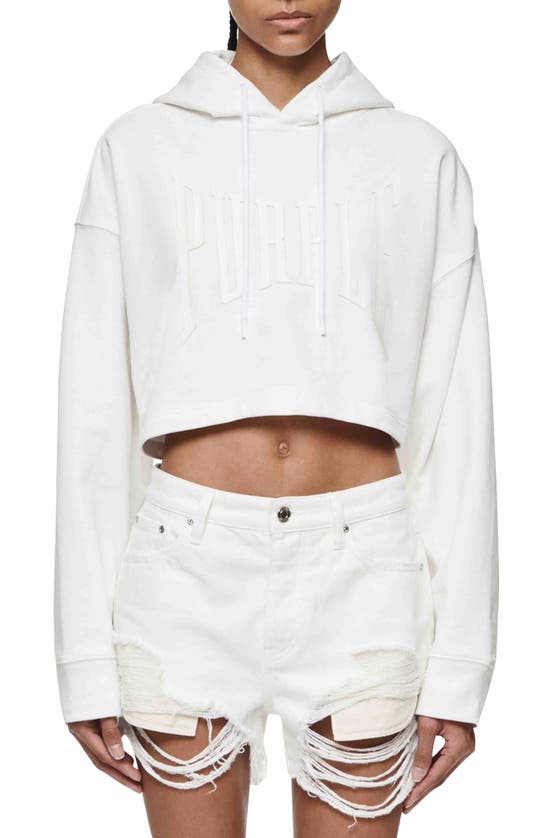 Shop Purple Brand Crop French Terry Hoodie In White