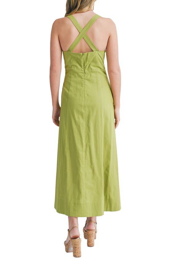 Shop Mila Mae Linen & Cotton A-line Dress In Green
