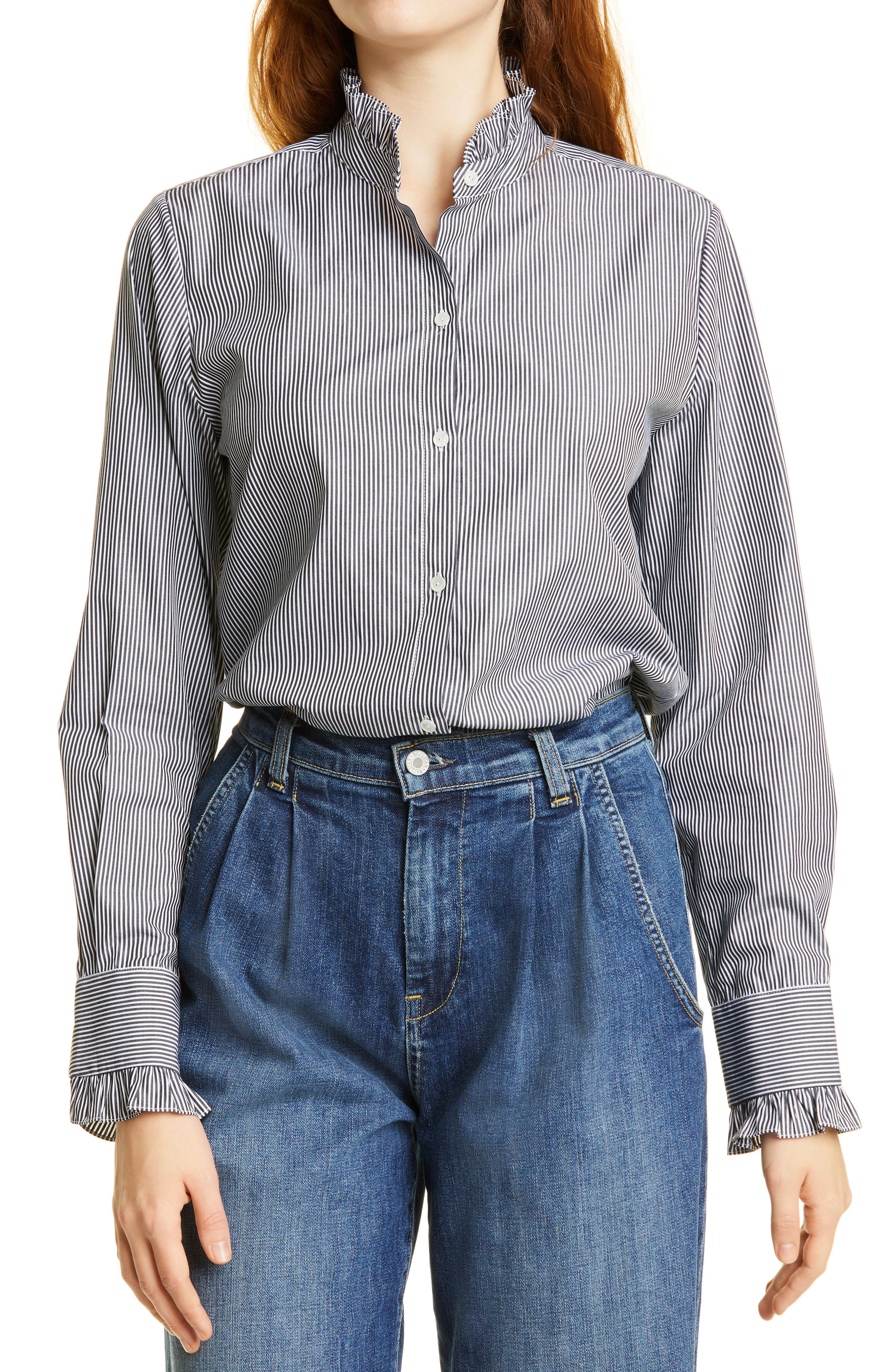 Nili Lotan Lydia Ruffle Collar Button 