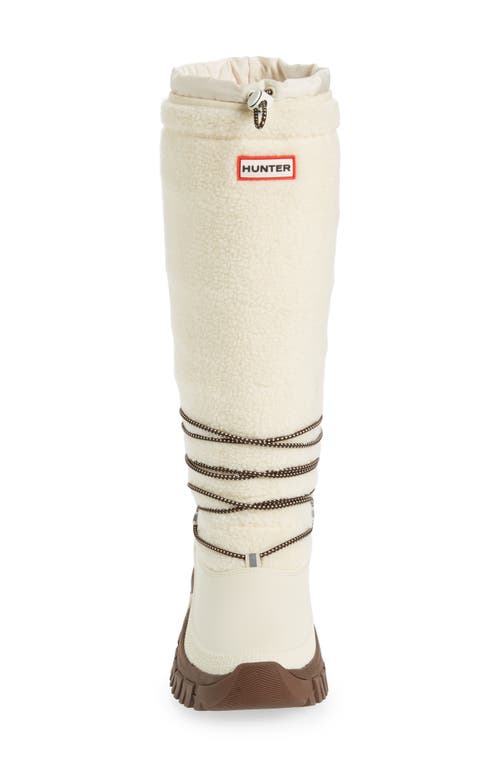 Shop Hunter Wanderer Fleece Waterproof Tall Boot In White Willow/brown Bolt