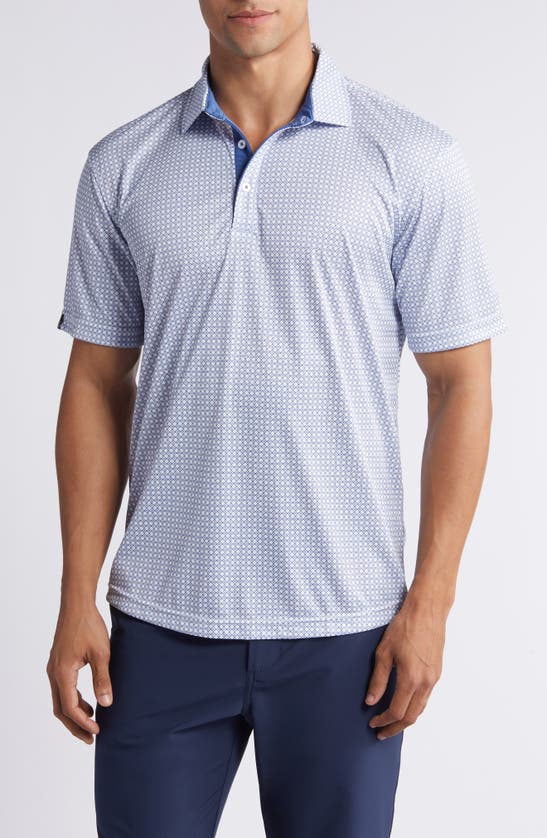 Shop Swannies Tanner Diamond Print Golf Polo In Navy