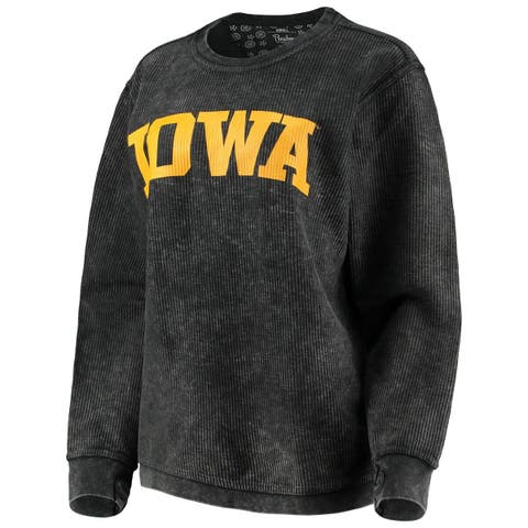 NCAA Iowa Hawkeyes Women's Corded Crew Sweatshirt – Super Soft Vintage Washed Cotton, Charcoal