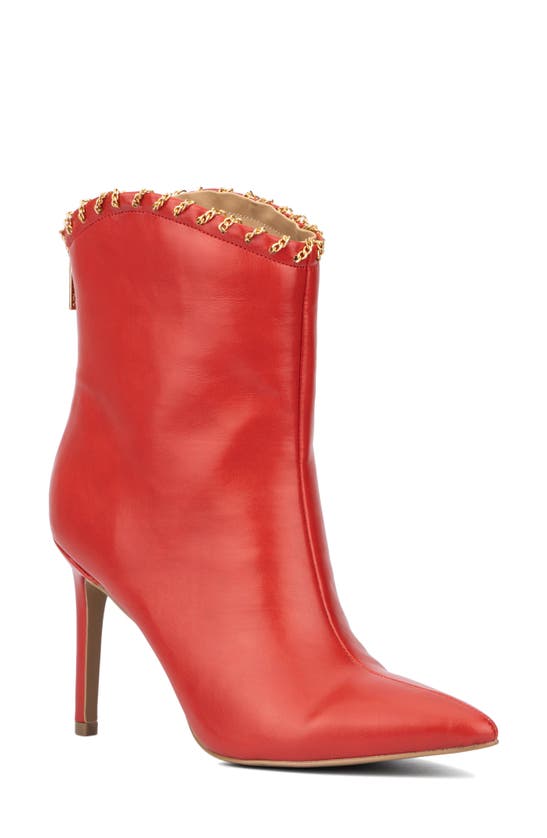 New York And Company Deborah Faux Leather Western Bootie In Red