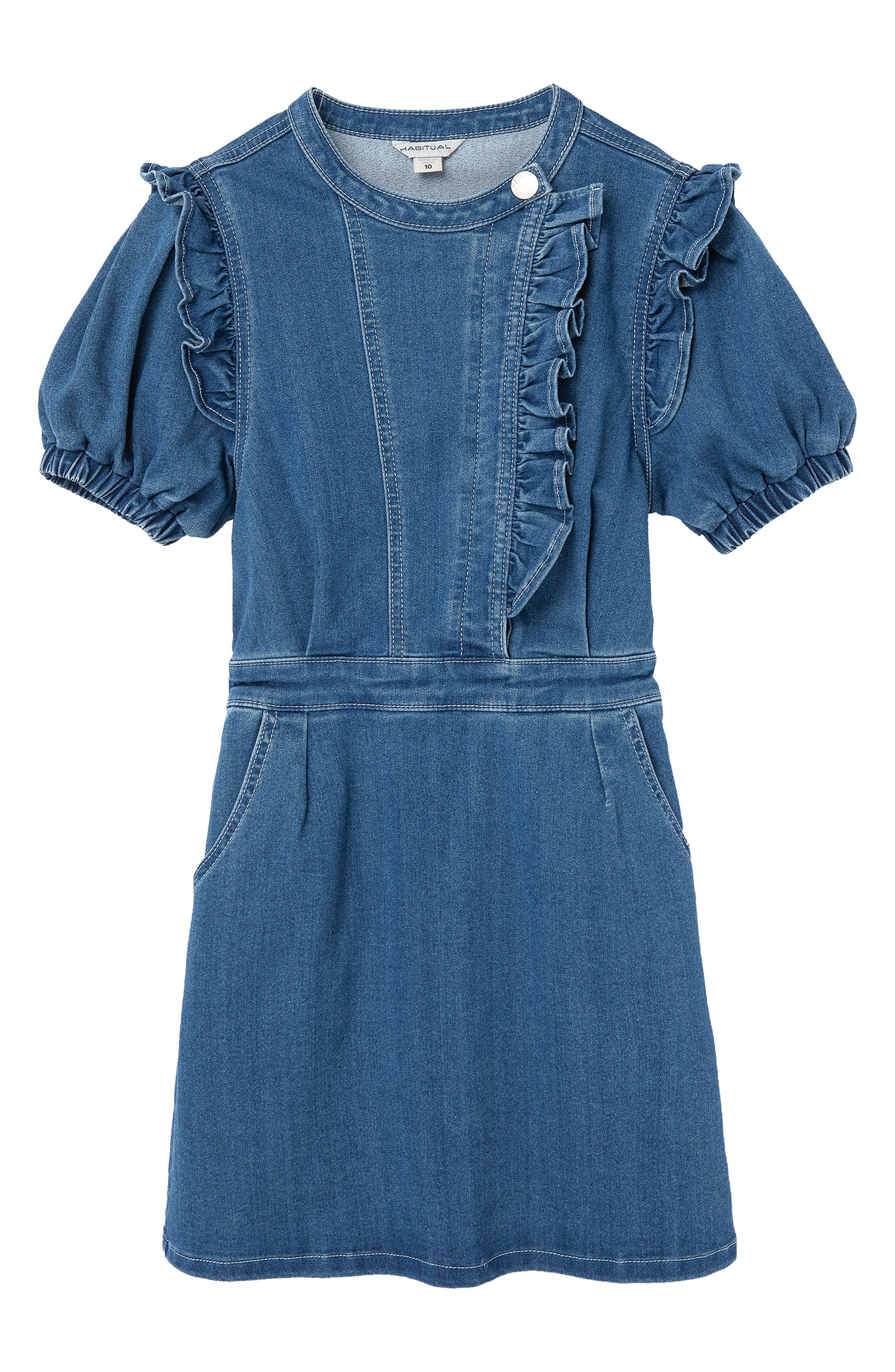 Habitual Kids Kids' Ruffle Trim Denim Dress Nordstromrack