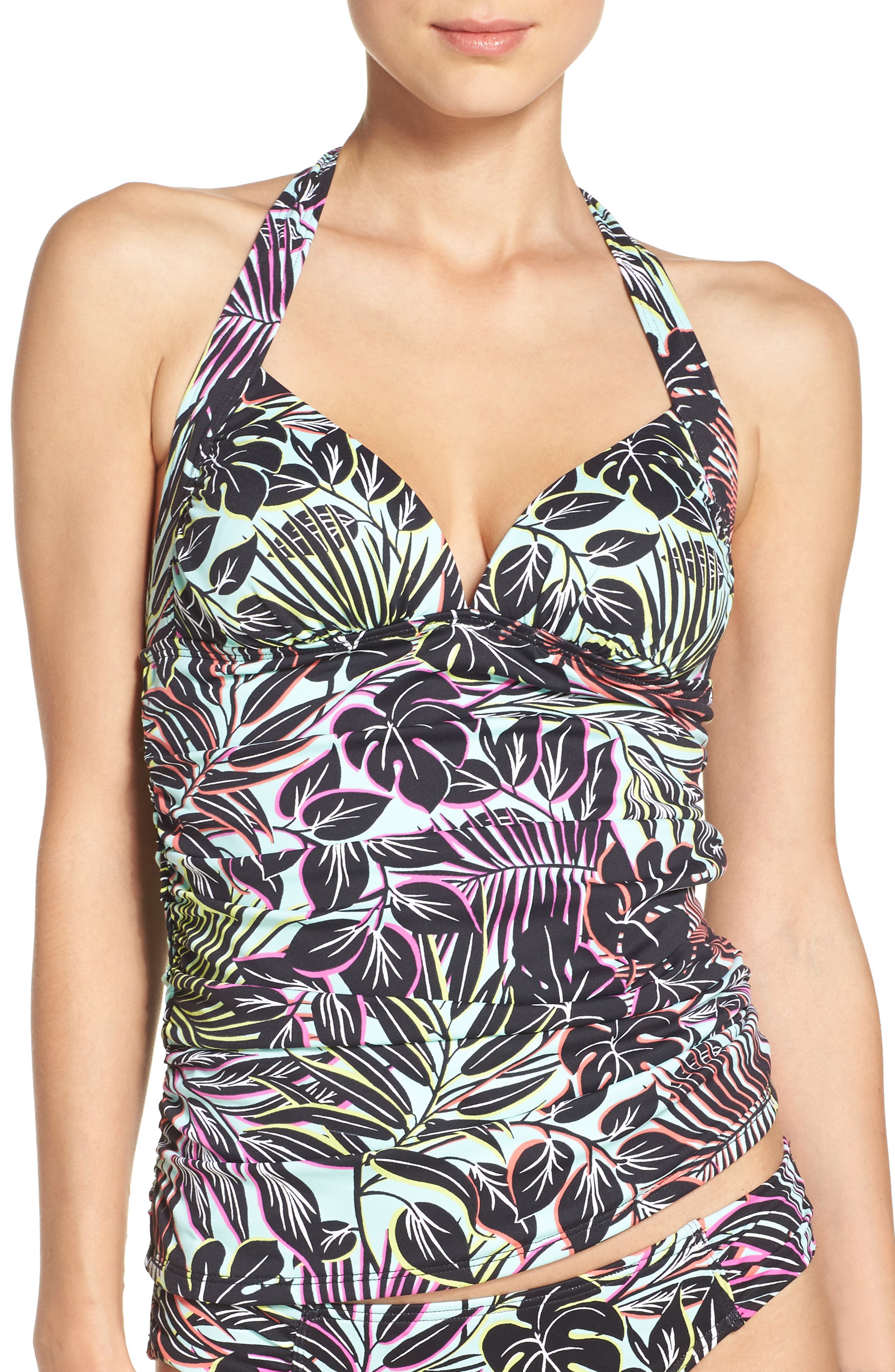 Tommy Bahama Lively Leaves Shirred Halter Tankini Top Nordstrom