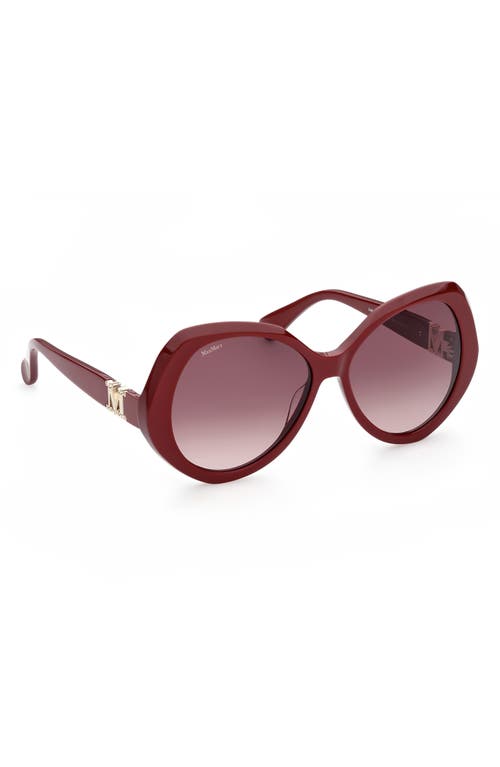 Shop Max Mara 59mm Gradient Geometric Sunglasses In Shiny Red/gradient Brown