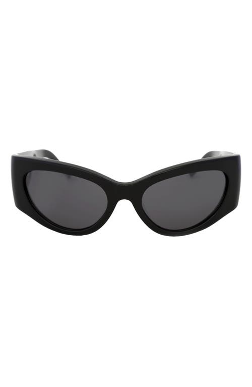 Bank 56mm Wraparound Sunglasses in Black/Grey