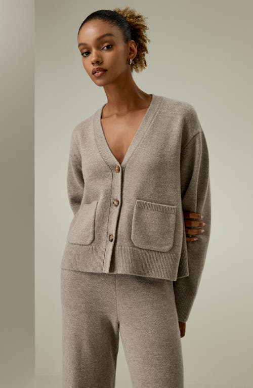 Shop Lilysilk Cropped Wool-cashmere Blend Cardigan Sweater For Women In Camel