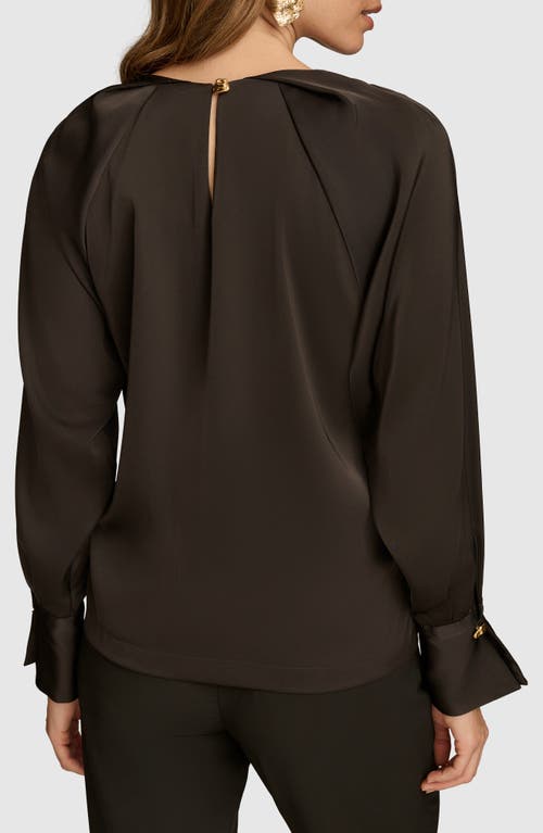 Donna Karan Chain Long Sleeve Crepe Top In Black