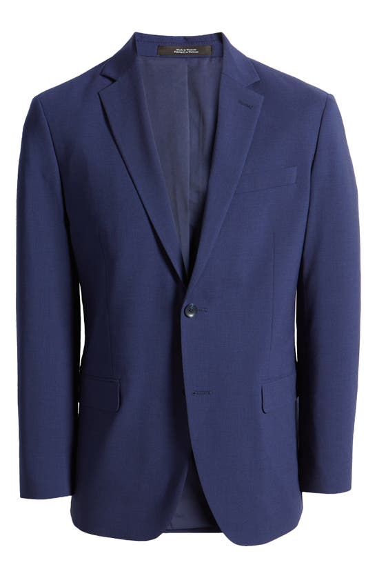 Shop Nordstrom Trim Fit Solid Stretch Wool Suit Coat In Navy Peacoat