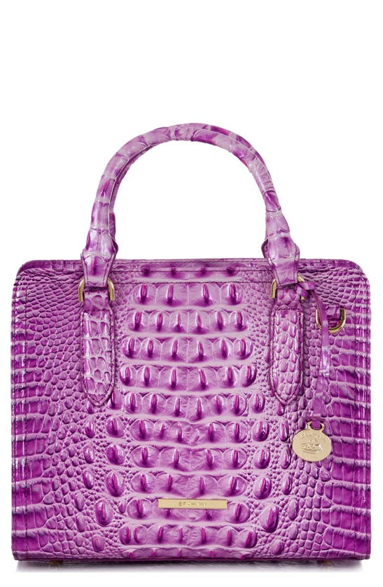 Shop Brahmin Cami Croc Embossed Leather Satchel In Lilac Essence