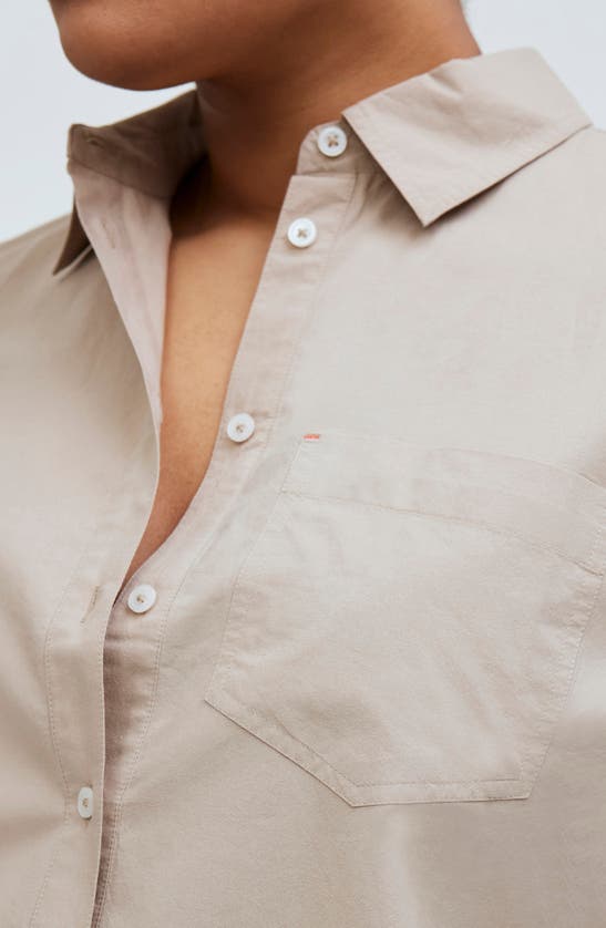 Shop Madewell Oversize Boxy Short Sleeve Poplin Button-up Shirt In Dark Oat