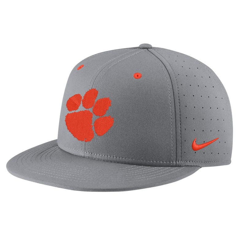 Shop Nike Gray Clemson Tigers Usa Side Patch True Aerobill Performance Fitted Hat