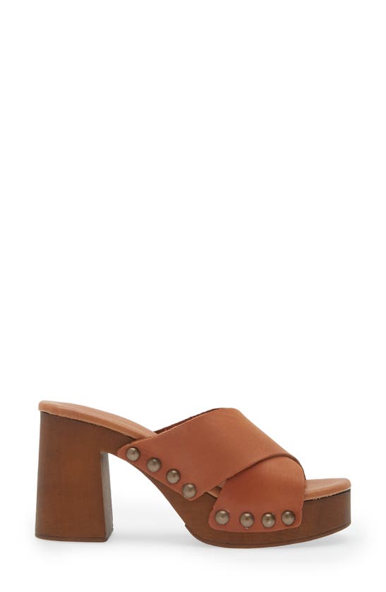 Chocolat Blu Hedy Platform Slide Sandal In Cognac Leather