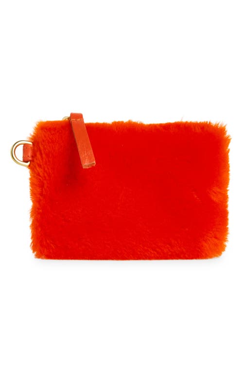 Genuine Shearling Coin Pouch in Orange
