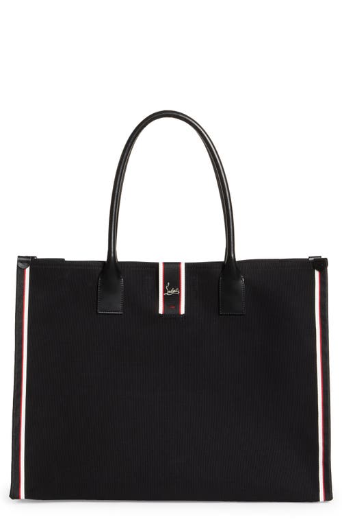 Shop Christian Louboutin Extra Large Nastroloubi Fique À Vontade Canvas Tote In Black/black/multi