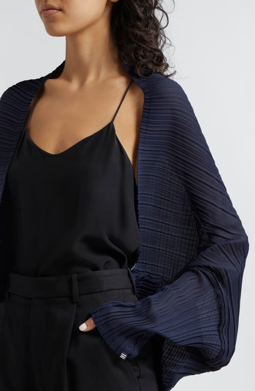 Shop Herno Pleated Shrug In Navy