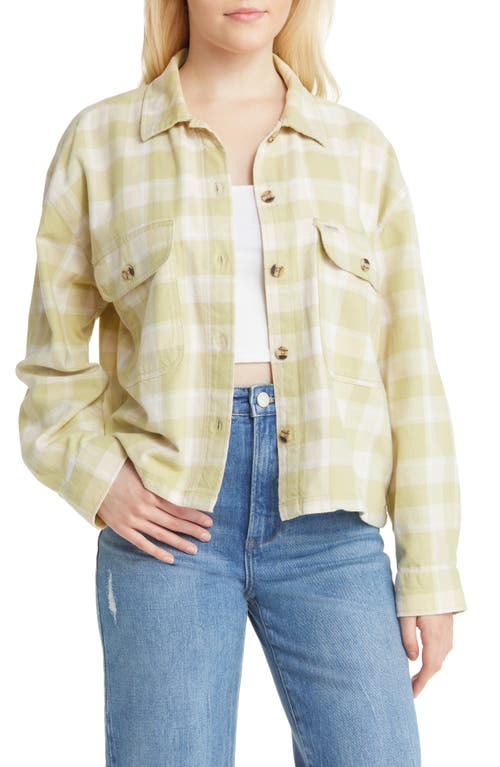 Brixton Bowery Plaid Cotton Flannel Button-Up Shirt in Pear/Whitecap
